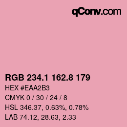 カラーコード: RGB 234.1 162.8 179 | qconv.com