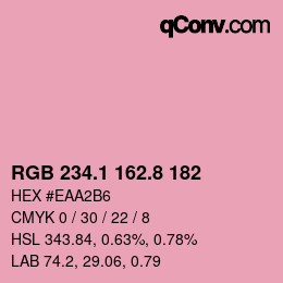 カラーコード: RGB 234.1 162.8 182 | qconv.com