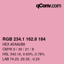 カラーコード: RGB 234.1 162.8 184 | qconv.com