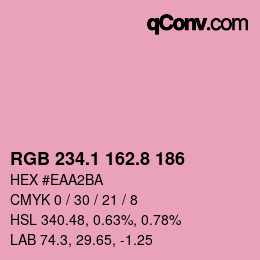 カラーコード: RGB 234.1 162.8 186 | qconv.com