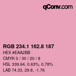 カラーコード: RGB 234.1 162.8 187 | qconv.com