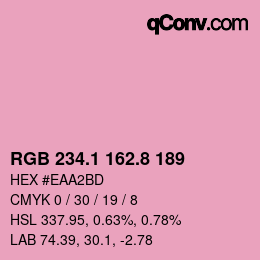 カラーコード: RGB 234.1 162.8 189 | qconv.com