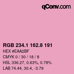カラーコード: RGB 234.1 162.8 191 | qconv.com