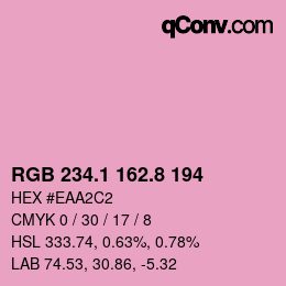 カラーコード: RGB 234.1 162.8 194 | qconv.com