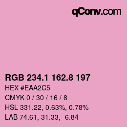 カラーコード: RGB 234.1 162.8 197 | qconv.com