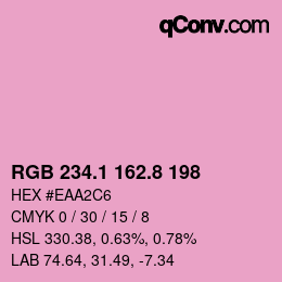 カラーコード: RGB 234.1 162.8 198 | qconv.com
