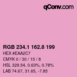 カラーコード: RGB 234.1 162.8 199 | qconv.com