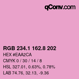 カラーコード: RGB 234.1 162.8 202 | qconv.com