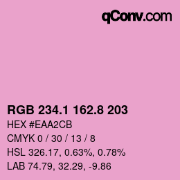 カラーコード: RGB 234.1 162.8 203 | qconv.com