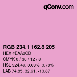 カラーコード: RGB 234.1 162.8 205 | qconv.com