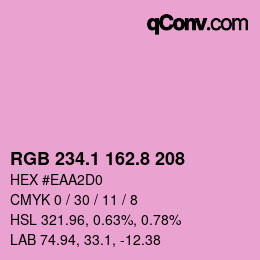 カラーコード: RGB 234.1 162.8 208 | qconv.com