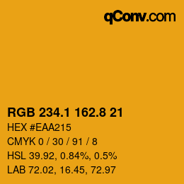 カラーコード: RGB 234.1 162.8 21 | qconv.com