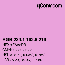 カラーコード: RGB 234.1 162.8 219 | qconv.com