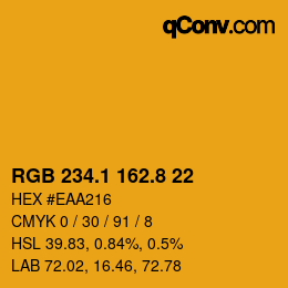 カラーコード: RGB 234.1 162.8 22 | qconv.com