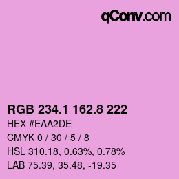 カラーコード: RGB 234.1 162.8 222 | qconv.com