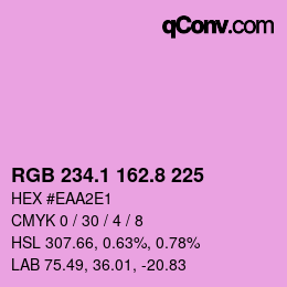 カラーコード: RGB 234.1 162.8 225 | qconv.com