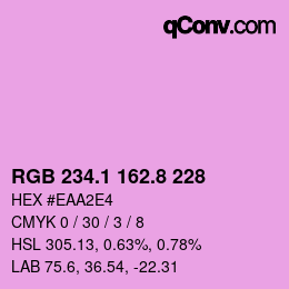 カラーコード: RGB 234.1 162.8 228 | qconv.com