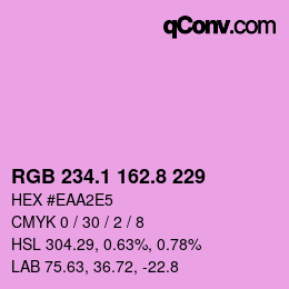 カラーコード: RGB 234.1 162.8 229 | qconv.com