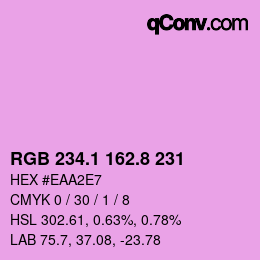 カラーコード: RGB 234.1 162.8 231 | qconv.com