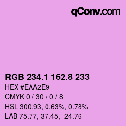 カラーコード: RGB 234.1 162.8 233 | qconv.com