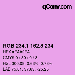 カラーコード: RGB 234.1 162.8 234 | qconv.com