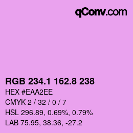 カラーコード: RGB 234.1 162.8 238 | qconv.com