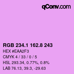 カラーコード: RGB 234.1 162.8 243 | qconv.com