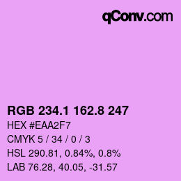 カラーコード: RGB 234.1 162.8 247 | qconv.com