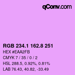 カラーコード: RGB 234.1 162.8 251 | qconv.com