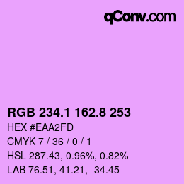 カラーコード: RGB 234.1 162.8 253 | qconv.com