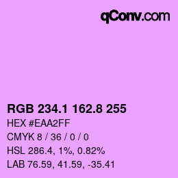 カラーコード: RGB 234.1 162.8 255 | qconv.com