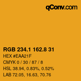 カラーコード: RGB 234.1 162.8 31 | qconv.com