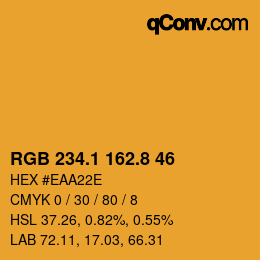 Farbcode: RGB 234.1 162.8 46 | qconv.com