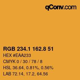 Color code: RGB 234.1 162.8 51 | qconv.com