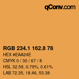 カラーコード: RGB 234.1 162.8 78 | qconv.com