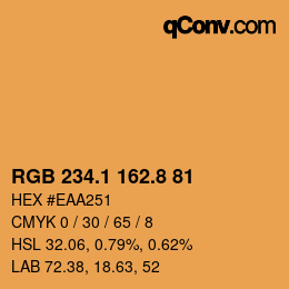 カラーコード: RGB 234.1 162.8 81 | qconv.com