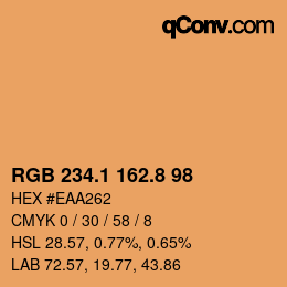 カラーコード: RGB 234.1 162.8 98 | qconv.com