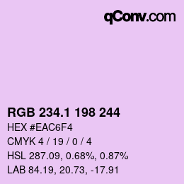 カラーコード: RGB 234.1 198 244 | qconv.com