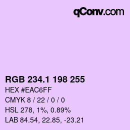 カラーコード: RGB 234.1 198 255 | qconv.com