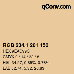 Color code: RGB 234.1 201 156 | qconv.com