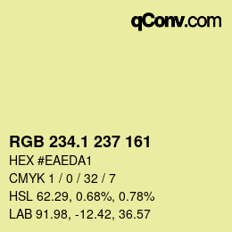 Color code: RGB 234.1 237 161 | qconv.com
