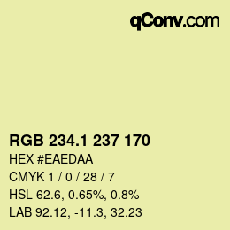 カラーコード: RGB 234.1 237 170 | qconv.com