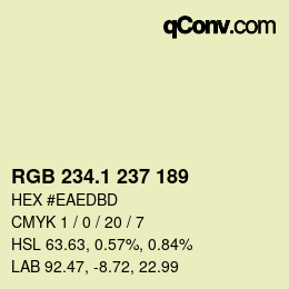 カラーコード: RGB 234.1 237 189 | qconv.com
