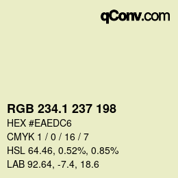 Color code: RGB 234.1 237 198 | qconv.com