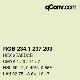 Color code: RGB 234.1 237 203 | qconv.com