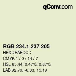 カラーコード: RGB 234.1 237 205 | qconv.com