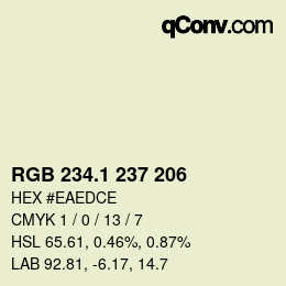 Color code: RGB 234.1 237 206 | qconv.com