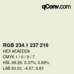 カラーコード: RGB 234.1 237 216 | qconv.com