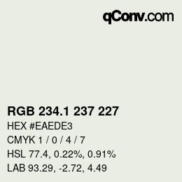 Color code: RGB 234.1 237 227 | qconv.com