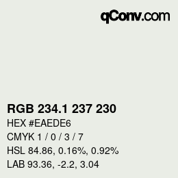 Color code: RGB 234.1 237 230 | qconv.com